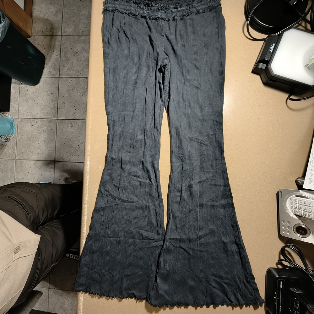Urban Outfitters Black Knit Frayed Hem Pants